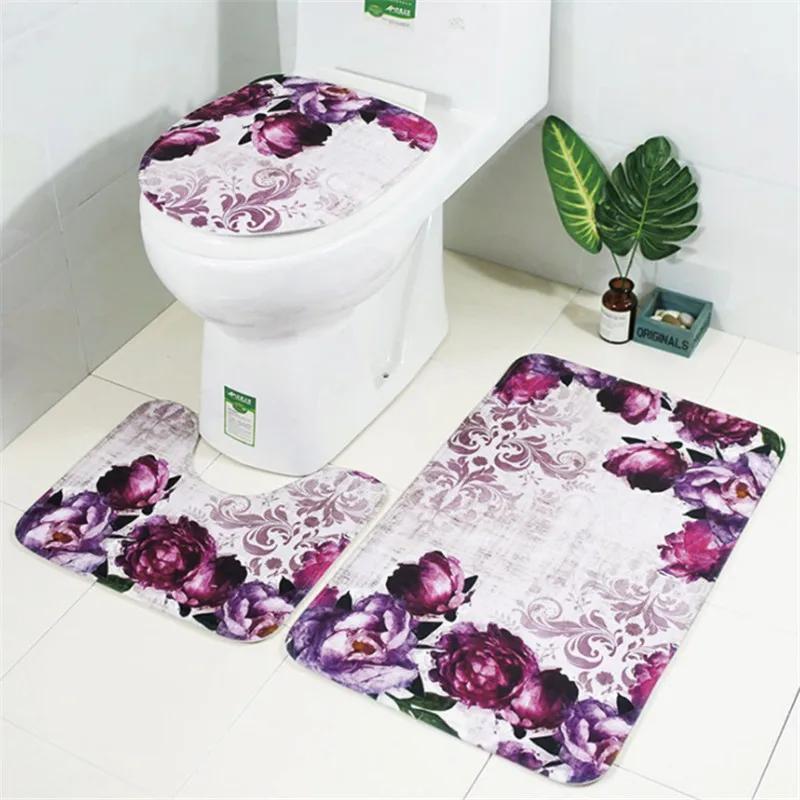 3 шт./компл. Набор ковриков для ванной фланелевый Противоскользящий кухонный