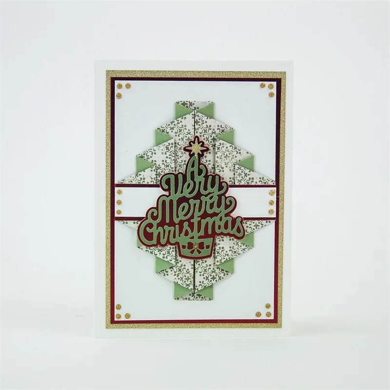 Очень счастливая Рождественская елка высечки для изготовления открыток и фраза