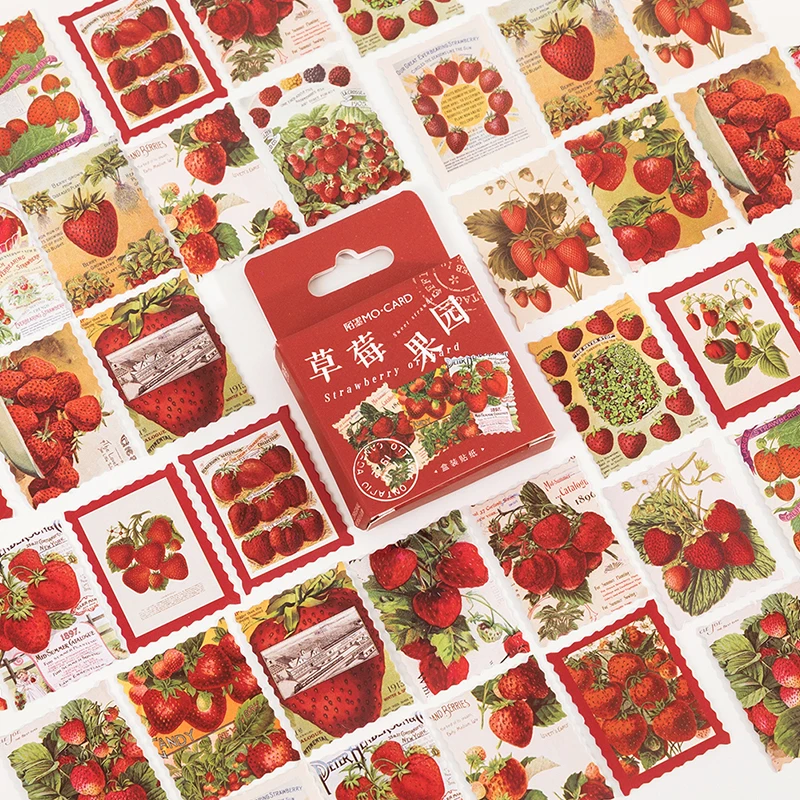 

Lovely 46pcs Strawberry Orchard Sticky Deco Stationery Scrapbooking Decorative Background Stickers Self-adhesive Sticky Notes