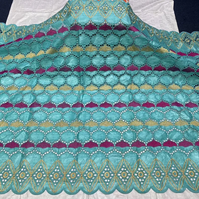 

(5yards/pc) wonderful embroidered African bazin cotton lace fabric hollow out newest design for party dress BZX023
