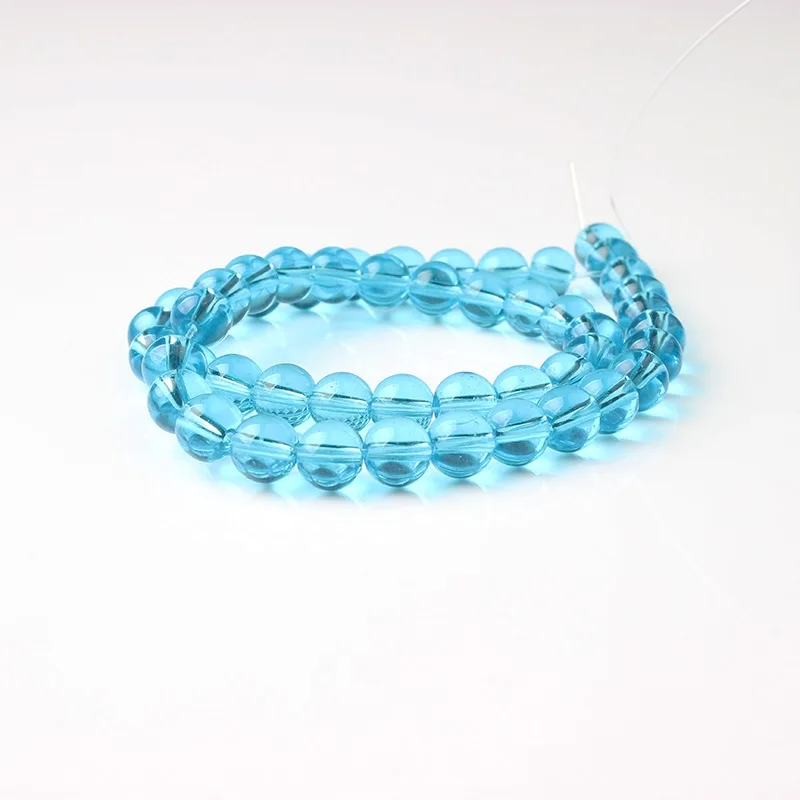 Sky blue glass Ланьли модные ювелирные изделия из жемчуга 4/6/8/10/12 мм Красочные Стекло свободные бусины DIY Для мужчин и wo Для мужчин браслет ожерелье серьги аксессуары делают - Цвет: Sky blue glass