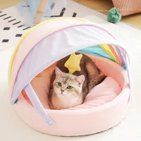cat dog rainbow soft round beds pets furniture folding mat pet accessories dropshipping 2021 best selling products