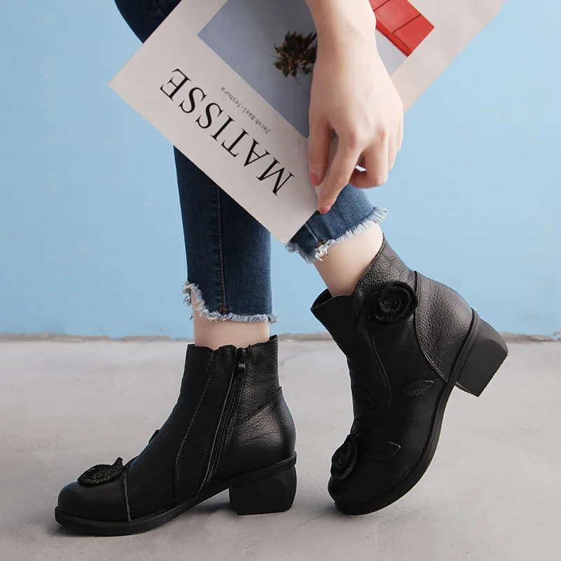 

2020 NEW Autumn Winter Women Boots Side Zipper Thick Heel Boots Shoes Woman