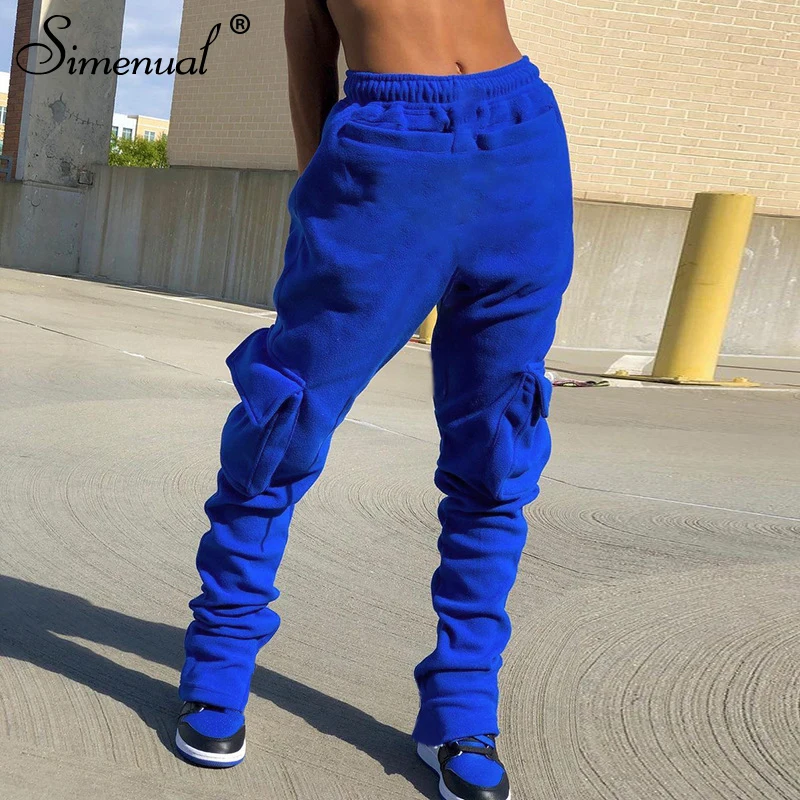 

Simenual Terry Pockets Baddie Style Women Pencil Pants Streetwear Cyberghetto Aesthetic Trousers Thick Casual Sporty Baggy Pants