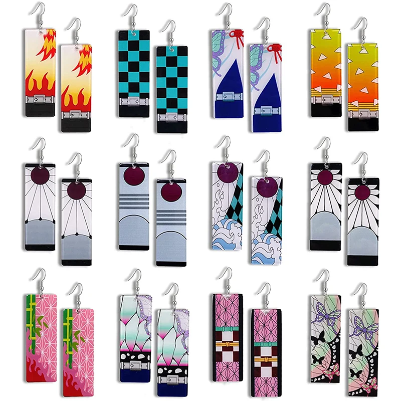 

36 Styles Kimetsu no Yaiba Demon Slayer Acrylic Earrings Anime Jewelry Drop Earring Cartoon Ear Clip For Women Dangle Ear Clips