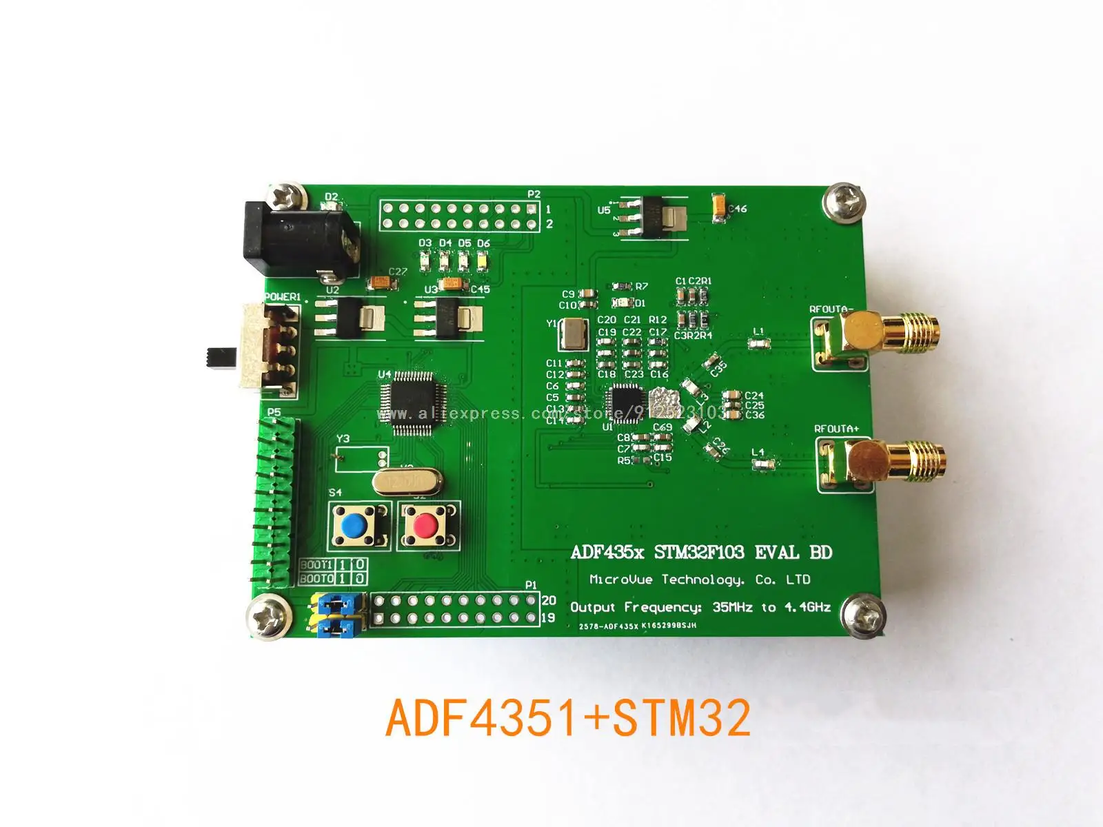 

RF signal source ADF4350 ADF4351+STM32F103 control broadband STM32 single chip microcomputer module sensor