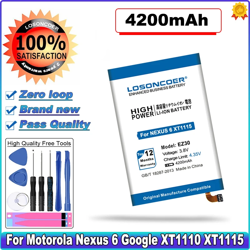 Аккумулятор 4200 мАч EZ30 для Motorola Nexus 6 Google XT1110 Xt1103 XT1115 Nexus6|Аккумуляторы мобильных