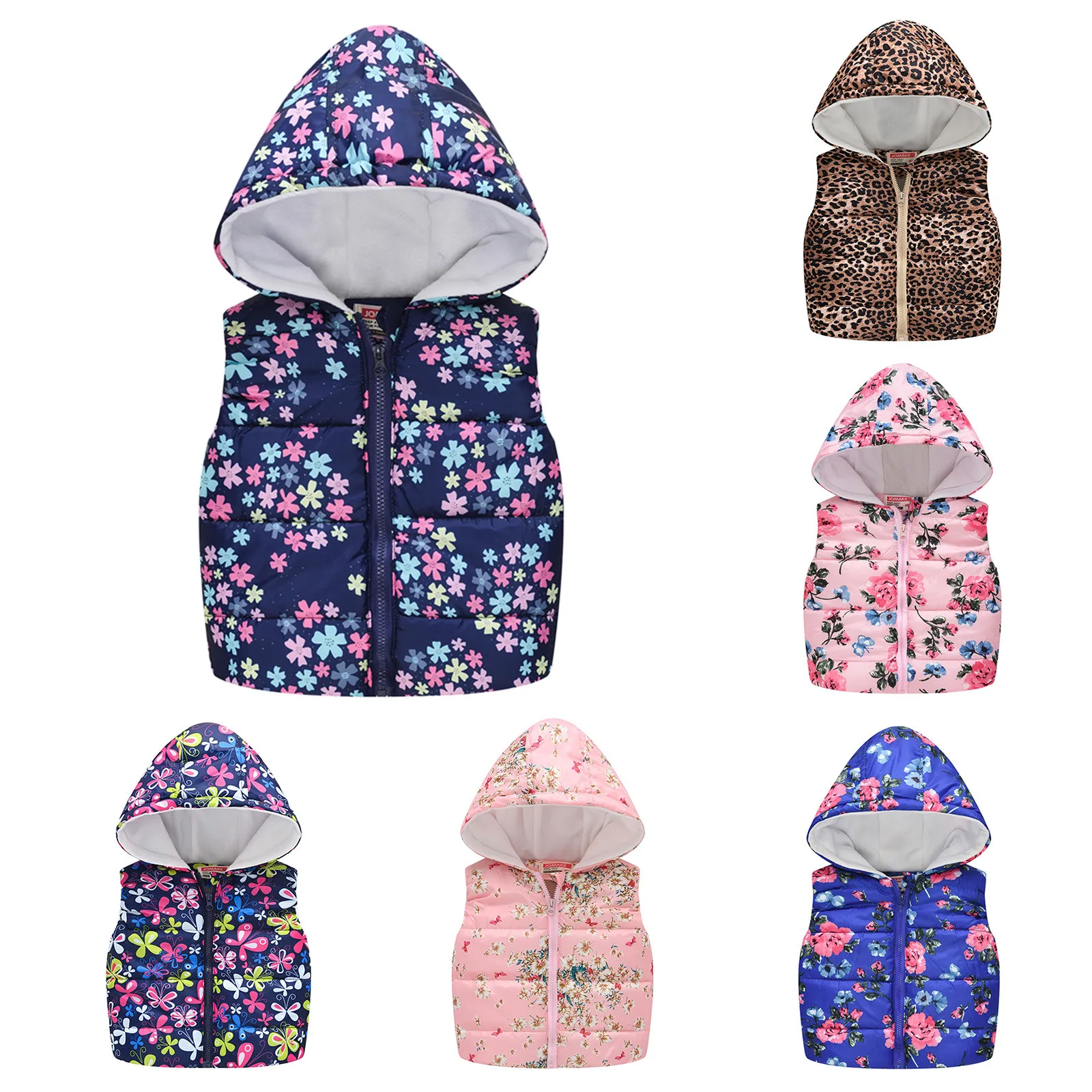 

12M-5Y Children's Clothing Jacket For Girls Cartoon Pattern Cute Zipper Windproof Sleeveless Vest Coat желетки для девочек #4