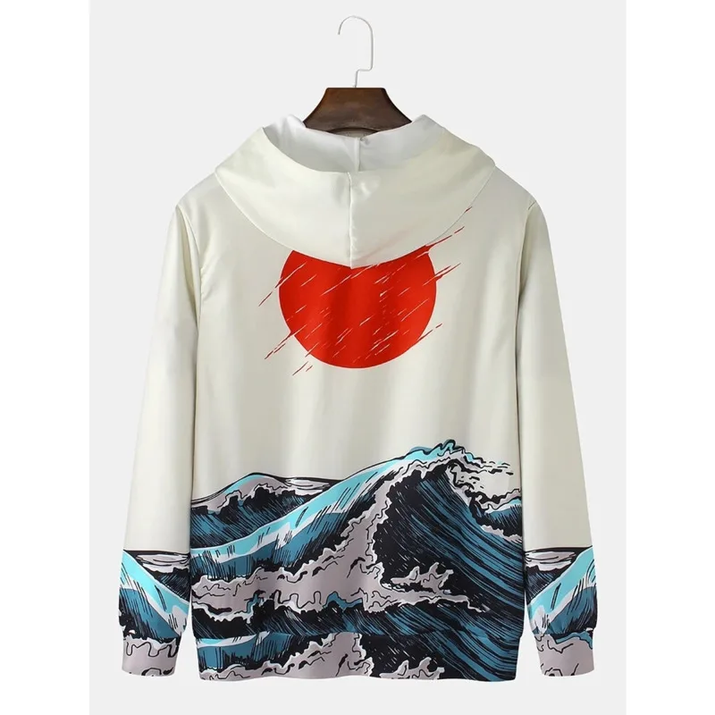 Худи мужское в японском стиле уличная одежда с рисунком загара повседневный