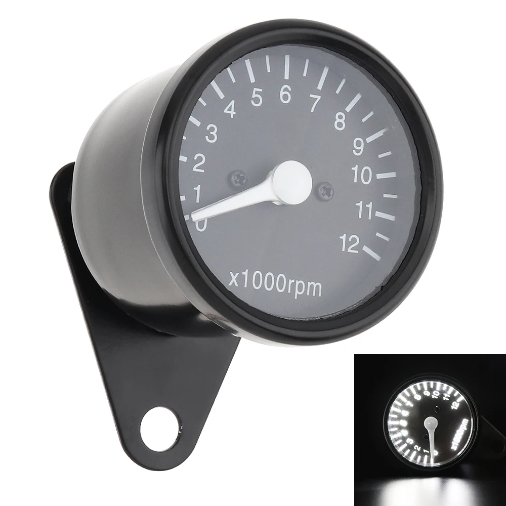 

Motorcycle Tachometer 12V Black LED Back Light Metal Shell Speedometer for Motorcycle Universal Motorcycle Instrument