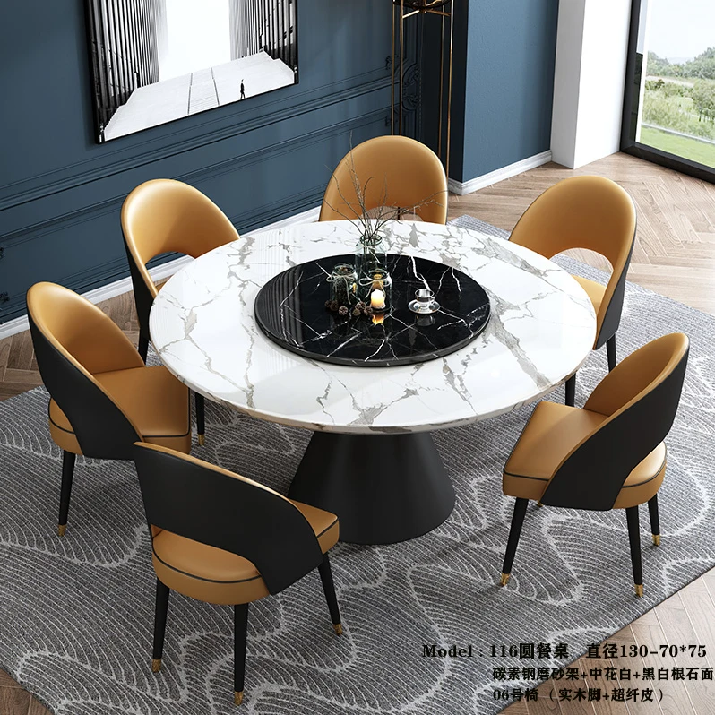 Современный роскошный стиль круглый обеденный стол с 6 стульями для продажи|table and