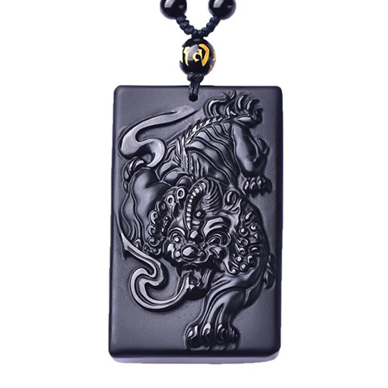 Падение корабля нефритовые украшения черный обсидиан ожерелье с единорогами