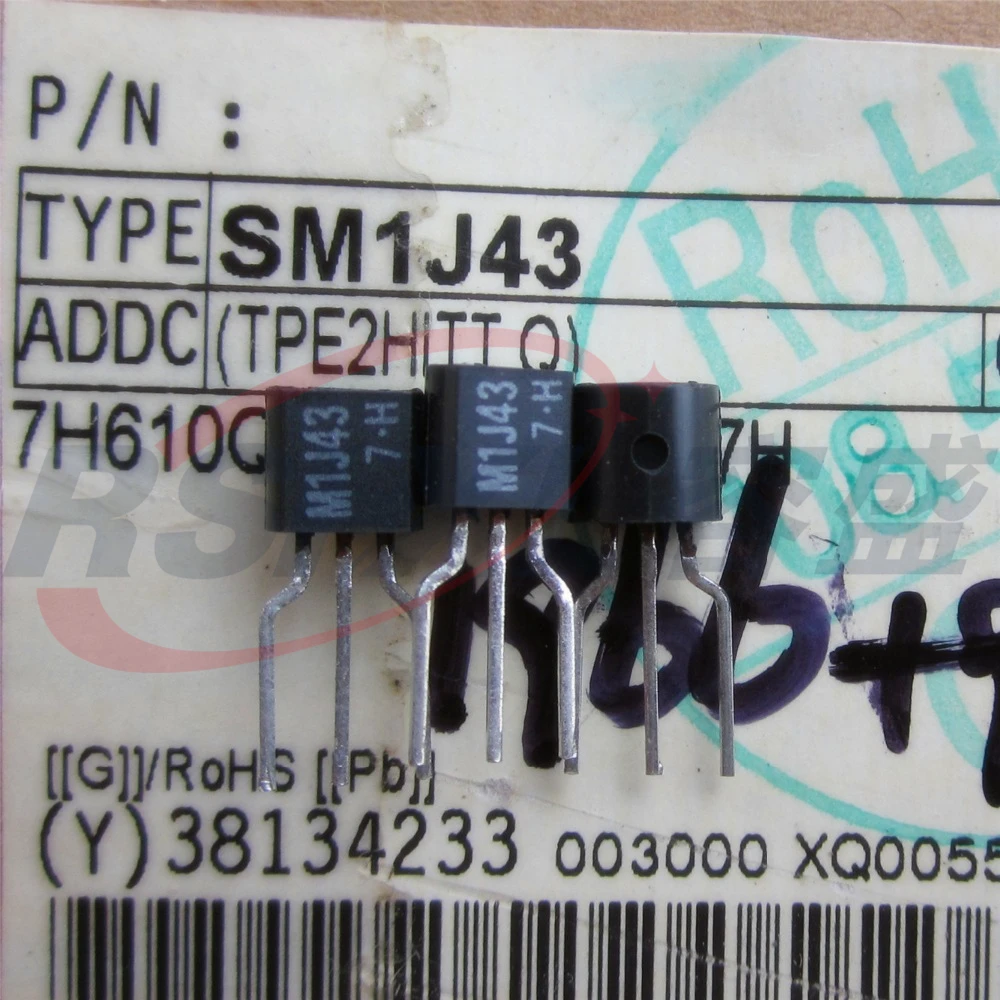50 шт./лот SM1J43 SMIJ43 M1J43 MIJ43 новый оригинальный 1A 600V TO-92 | Электронные компоненты и