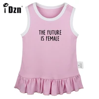 idzn new summer the future is female fun art printed baby pleated dress cute baby girls sleeveless dress infant vest dresses