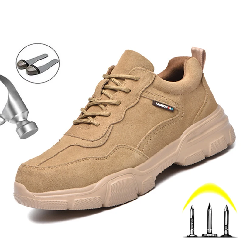 

Нескользящая защитная обувь, мужские рабочие ботильоны, защитные ботинки со стальным носком, рабочие кроссовки