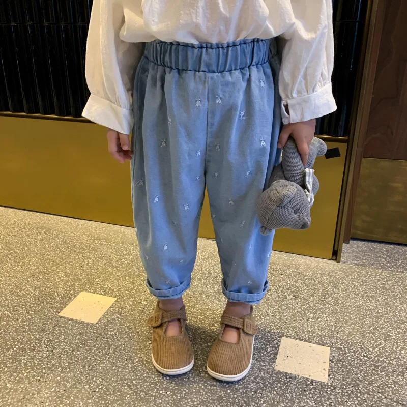 

Spring New Arrival Korean style girl's trousers all-match casual fashion girl's long pants jeans for cute baby girls