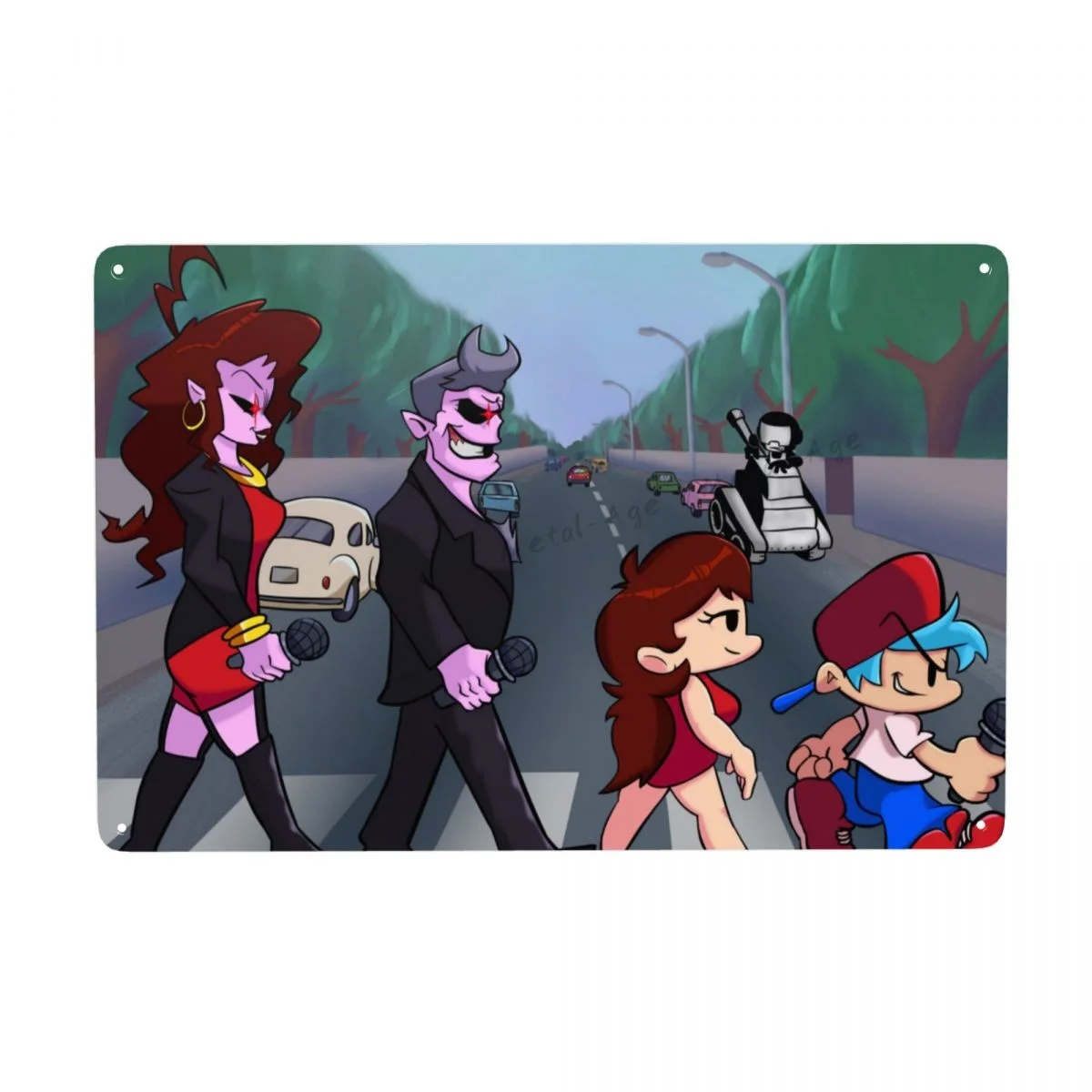 

The Beepos металлические жестяные знаки пятничная ночь Funkin девушка ритмичная игра железная живопись домашний бар комната Декор настенное искус...