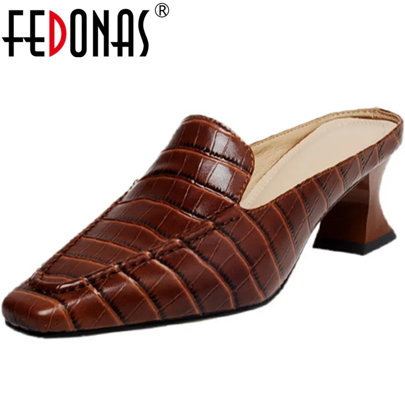 FEDONAS/модные элегантные босоножки из натуральной кожи Туфли лодочки на высоком