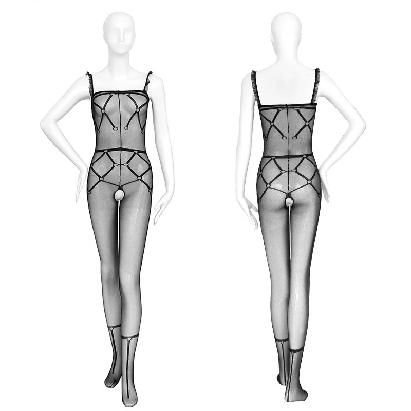 

Hot Women Crotchless Sheer Bodystocking Sexy Open Crotch Girl Fake Stocking Bundling Tights Underwear Full Body Black Pantyhose