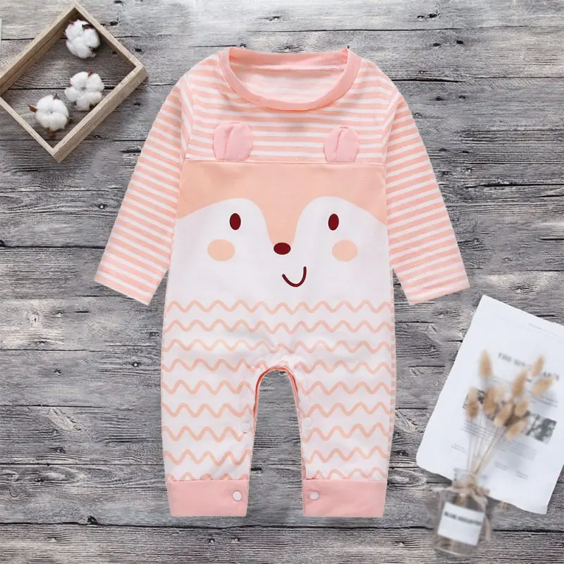 

Autumn Baby Boy Girl Bodysuit Long Sleeve Cartoon Printing Newborn Cotton Rompers Jumpsuit Costumes
