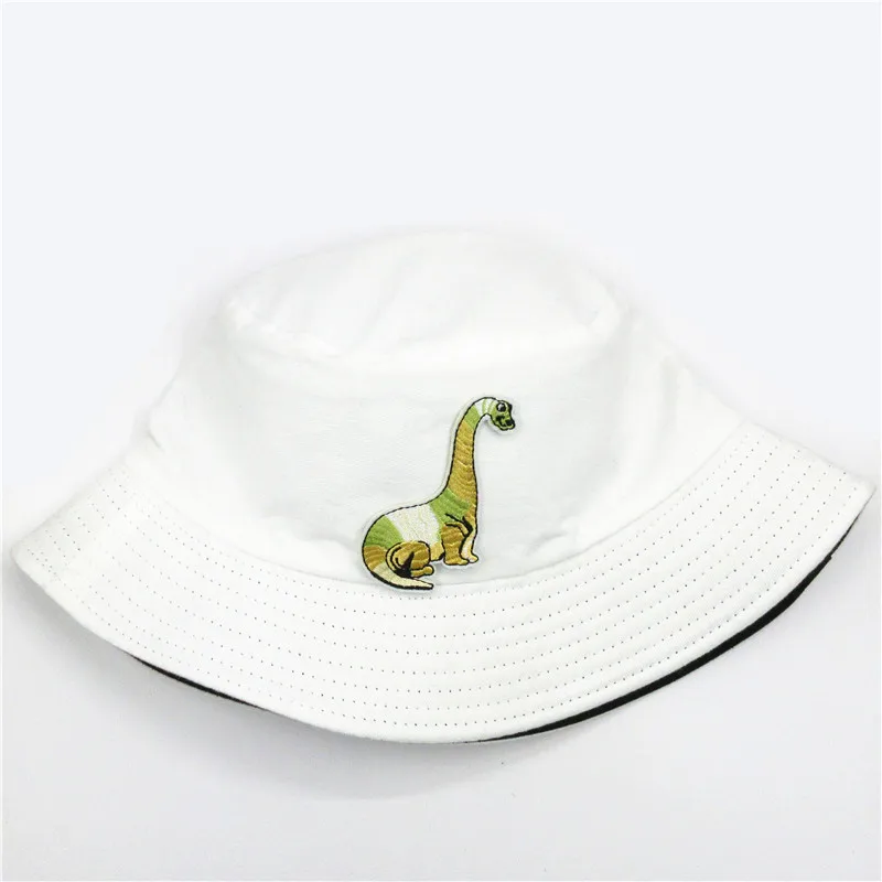 

2020 new style Long-necked dinosaur embroidery Bucket Hat Fisherman Hat outdoor travel hat Sun Cap Hats for men and Women 93
