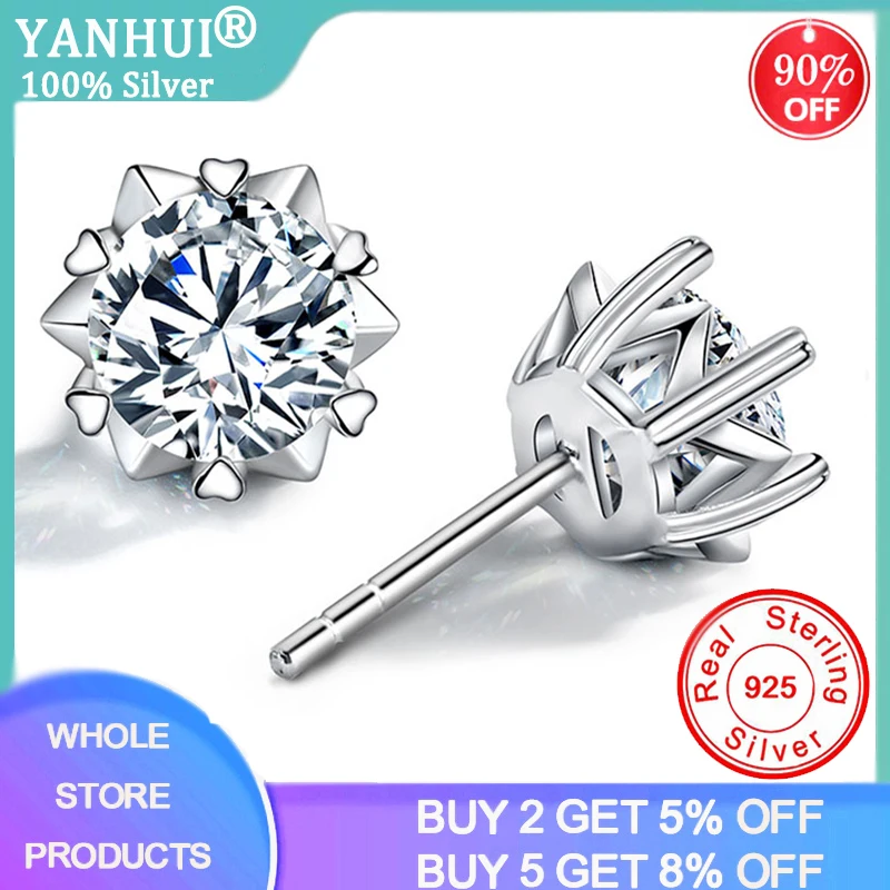 

Unique Heart Stud Earrings With Certificate 925 Sterling Silver Solitaire 2.0Ct CZ Diamond Wedding Earrings No Fade Allergy Free