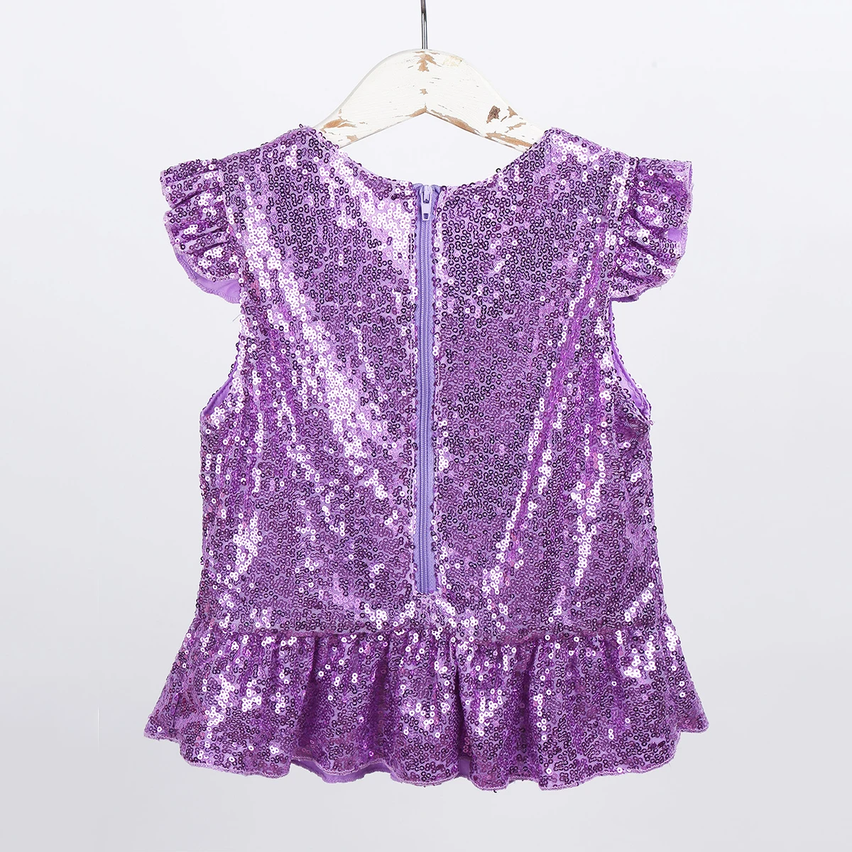 Детский костюм русалочки для девочек блестящий короткий топ с рукавами баской и