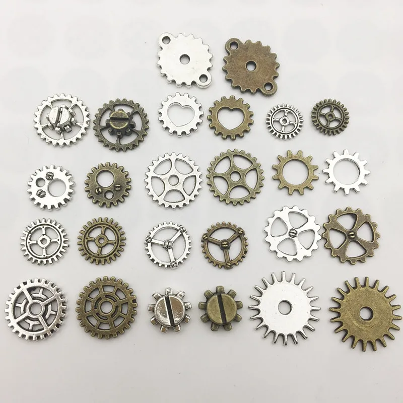 

Mix130pcs Vintage steampunk Charms Gear Pendant Antique bronze Fit Bracelets Necklace DIY Metal Jewelry Making