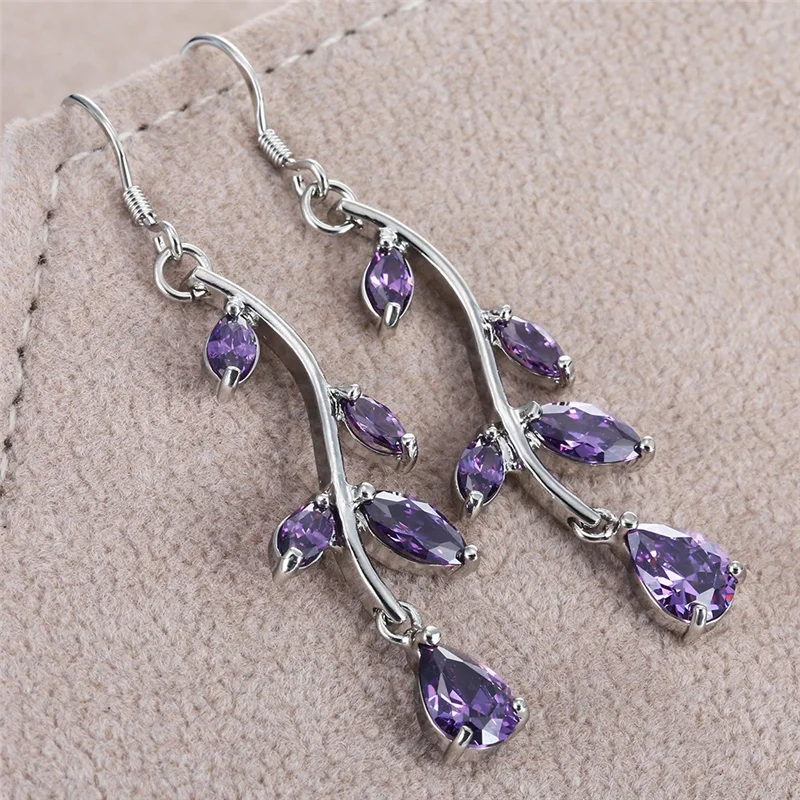 

Luxury Purple Zircon Earrings Charm Earrings for Women Design Wedding Fashion Jewelry