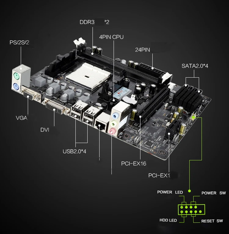 Huanan Zhi A55 материнская плата для AMD FM1 A8 A6 A4 DDR3 16 Гб SATA2.0 USB2.0 PCI-E 218*170 мм M-ATX | Компьютеры