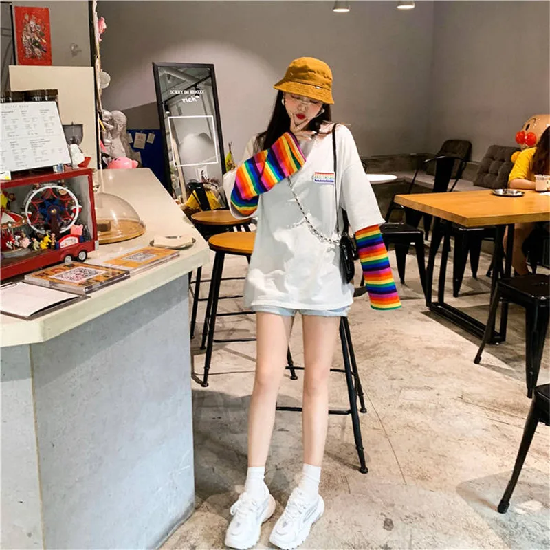 Милый джемпер Женская мода Ulzzang девушка печати Женская футболка уличная одежда с длинным рукавом весна осень Женская Повседневная футболка Топы повседневные