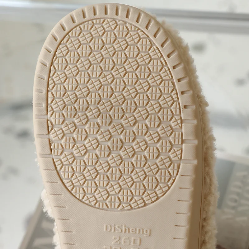 Plush Sheep Cartoon Cotton Slippers Wrapped Root Winter Ladies Non-slip hick Bottom Warm Couples Indoor Home Flat Slippers Women