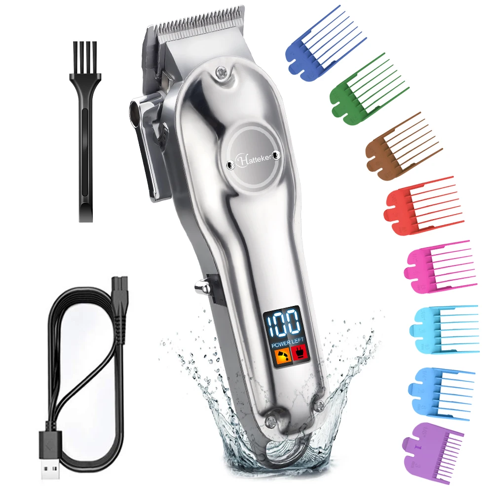 

HATTEKER New Design Hair Clipper Metal Sharp Blade Professional Hair Trimmer for Men Cordless Barbers Hair Cutting Machine