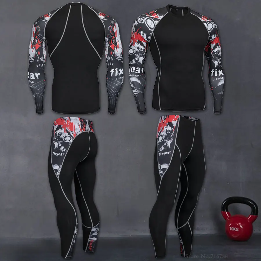 Camouflage Compression Pants Running Men Football Training Fitness Sports Leggings Gym Jogging Set Sportswear | Спорт и развлечения