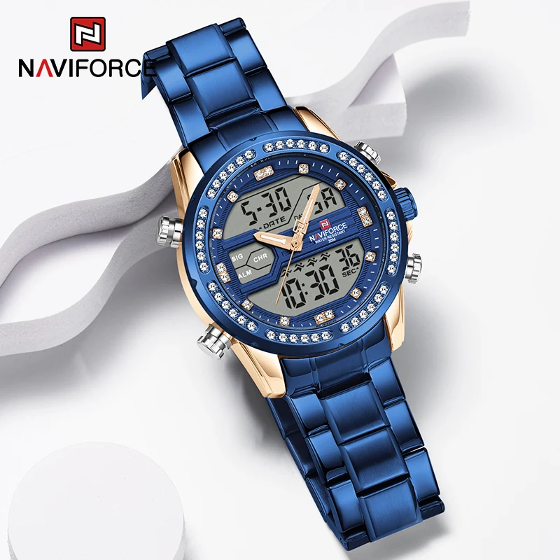 Часы наручные NAVIFORCE Мужские кварцевые спортивные водонепроницаемые цифровые с
