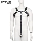 Регулируемый из искусственной кожи мужской нагрудного ремня и металлические кольца дял пениса тела секс, фетиш, бондаж ограничения костюмы Для мужчин сексуальное горячее нижнее белье