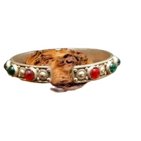 chinese tibetan silver inlaid gem bracelet