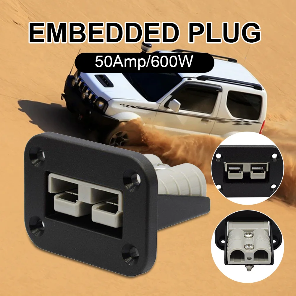 

New Flush Mount 50 Amp 600W Connector Kit Mounting Bracket Panel Cover For Anderson Plug For Caravan Camper Boat Truck