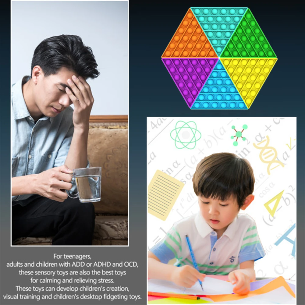 

6pcs Push Pop Bubble Sensory Fidget Toy Stress Relief Toys for Autism Needs Baby Funny Anti-stress Pop It Fidget Reliver Stress