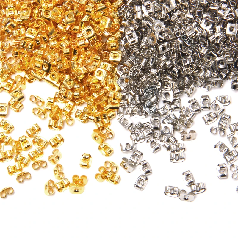 

200pcs 5*3.5mm Gold Silver color Metal Earrings Back Rose Butterfly Ear Nuts Stopper Fit DIY Jewelry Making Supplies WHOLESALE
