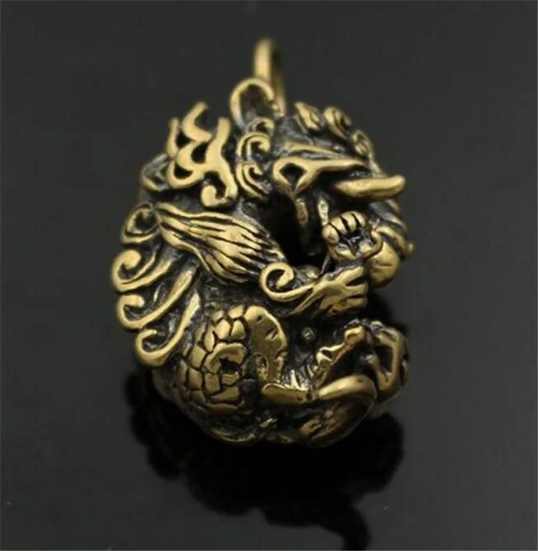 Copper statue Chinese Dream Eater Pendant Ancient Gods And Beasts Sleeping Happy Key Buckle Statue | Дом и сад