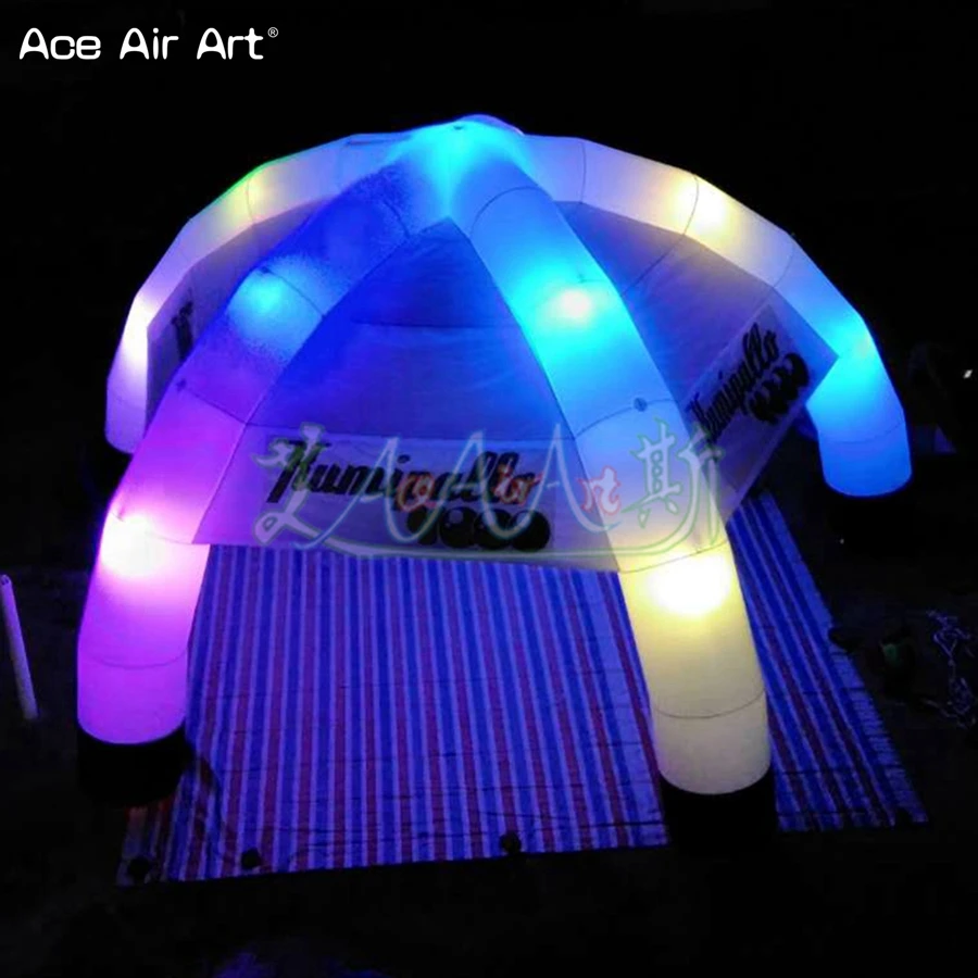 Custom 8 m diameter 5 legs lighting white inflatable spider tent with colorful led light gathering place event station dome | Игрушки и