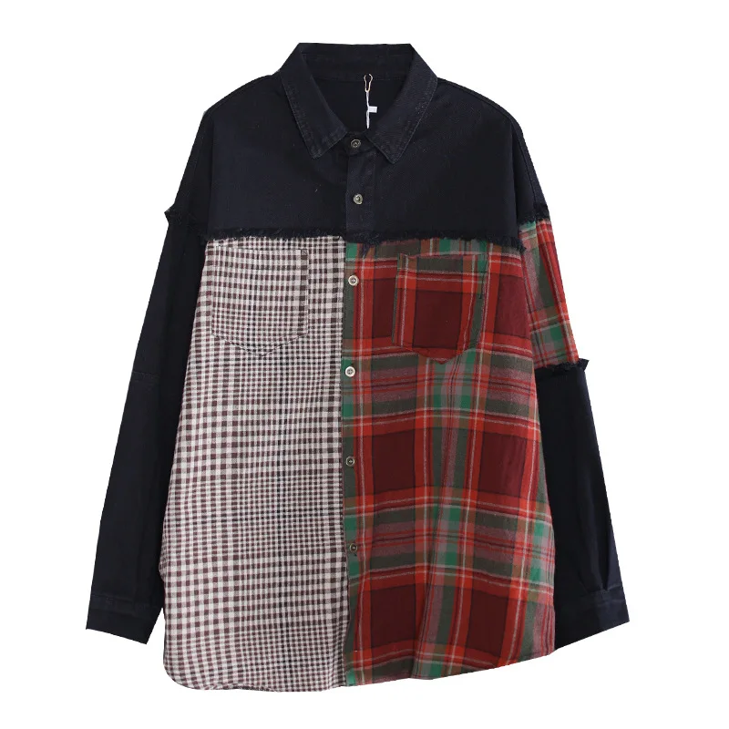 Осенняя блузка Ретро большого размера свободная Женская Повседневная рубашка 2019