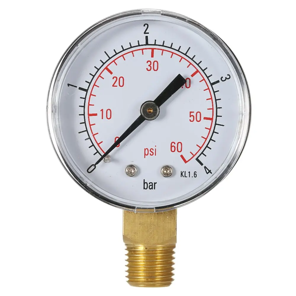 

2021 Hot Professional Pool Spa Filter Water Pressure Gauge Mini 0-60 PSI 0-4 Bar Side Mount 1/4 Inch Pipe Thread NPT TS-50