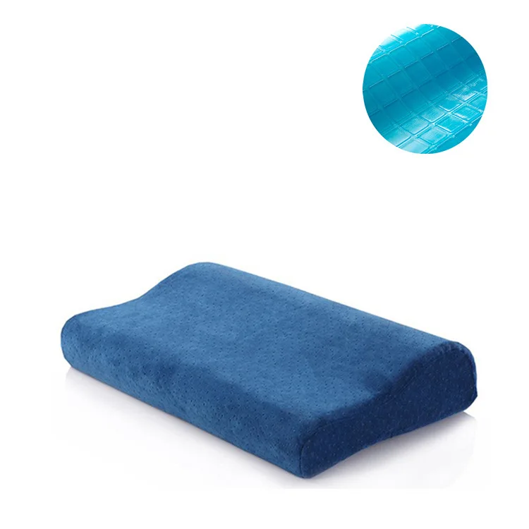 Navy blue 1PC Sleeping Pillow Slow Rebound Memory Cotton Summer Gel Pillow Comfortable Soft Cool Cervical Protection Neck Care Pillow - Цвет: Navy blue