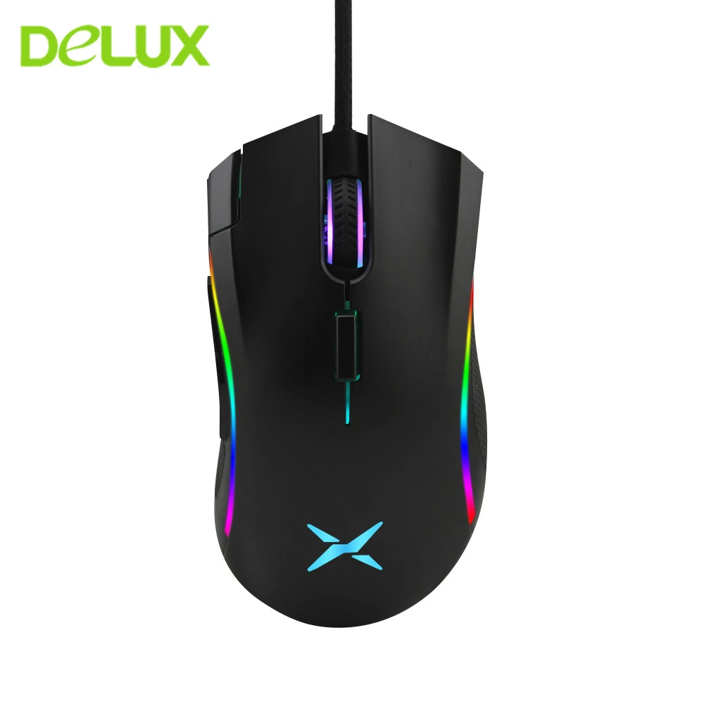 Delux Optical Gaming Mouse 4000DPI USB Wired Mause RGB Backlit Office PC Gamer Mice with 7 Programmable Buttons For Laptop | Компьютеры и