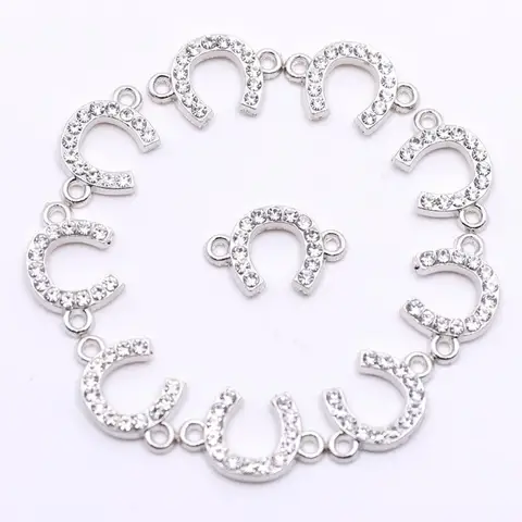 Подвески для браслетов HEYUYAO серебристые с камнями