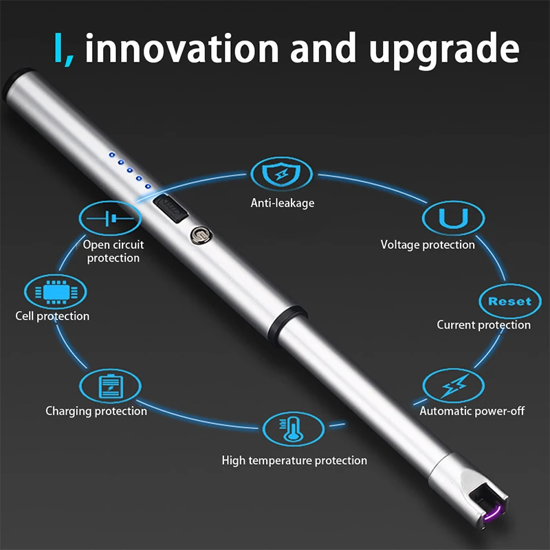 

360 Degree Flexible Arc Lighter Windproof Recharge Cigarette Lighter USB Electric Plasma Lighter Kitchen Gadgets For Women Gift