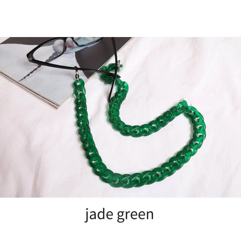 jade green 20 цветов модная акриловая конфетная цветная цепочка для очков для чтения для женщин шнуры бисерный шнурок для очков удерживающие ремни цепочка для солнцезащитных очков - Цвет: jade green