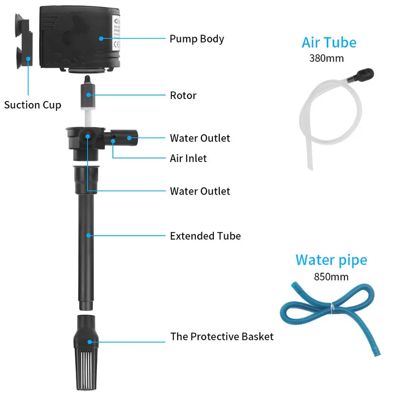 3 в 1 аквариумный Водяной насос 220-240 В кислородный многофункциональный водяной 12-40
